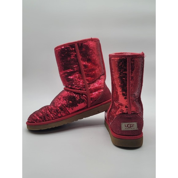 UGG Shoes - UGG Australia Sequin Boots Red Sparkle Classic Short Women's 10